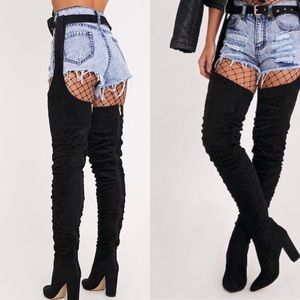 Black Belted Thigh High Boots